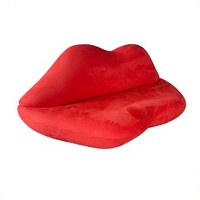 Sofá Chesterfield en Forma de Labios Rojos, Sofá de Dos Plazas Tapizado en Terciopelo Creativo, Estilo Tradicional para Sala de Estar y Dormitorio