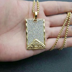 สร้อยคอจี้รูปทรงปิรามิดประดับเพชรเทียมชุบทองสแตนเลสยี่ห้อ Yunnique พร้อมการฝังแบบ Pave สำหรับงานปาร์ตี้ เครื่องประดับแฟชั่น - Product Image 4