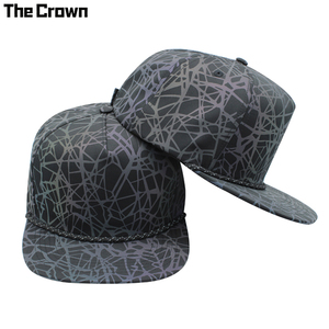 Casquette à visière plate réfléchissante à 5 panneaux avec logo personnalisé, motif verre craquelé, vente en gros, fabricant - Product Image 3