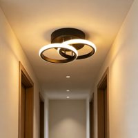 Plafonnier LED rond en acrylique de style nordique moderne JACKSUN avec finition noire 6000K pour l'éclairage de la maison, du bureau, du couloir, du balcon