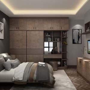 Armario de Dormitorio Moderno YALIG con Puerta Batiente de Melamina Color Madera en Venta - Product Image 5