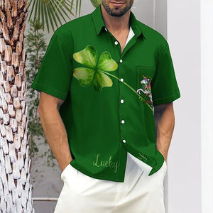 Chemise à manches courtes pour hommes, col de chemise, chemises imprimées abstraites, hauts de plage décontractés - Product Image 6