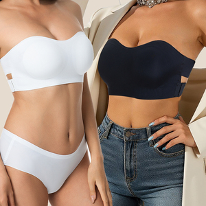 <span class=keywords><strong>Reggiseno</strong></span> Invisibile da Donna Imbottito Push-Up, Senza Spalline, con Chiusura Laterale e <span class=keywords><strong>Ganci</strong></span> Regolabili, Top a Fascia con Spalline Incrociate sul Retro - Product Image 6