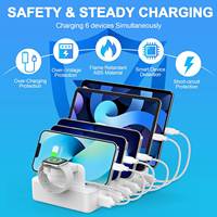 Bestseller Hub USB C 6 ports Chargeur PD 60W Charge rapide QC3.0 Station de charge Docking pour ordinateur portable et téléphone