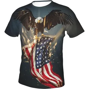 Fitspi Venta al por mayor Camisetas para hombres Impresión 3D Patriots Bandera DE LOS Estados Unidos Camisa Adultos con mangas cortas