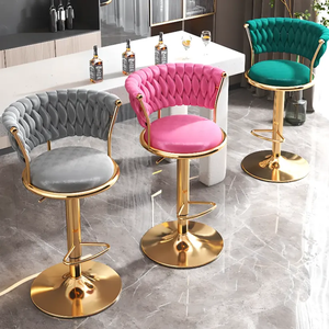 Chaises <span class=keywords><strong>de</strong></span> <span class=keywords><strong>bar</strong></span> en velours pour la maison, ensemble <span class=keywords><strong>de</strong></span> 4 tabourets <span class=keywords><strong>de</strong></span> <span class=keywords><strong>bar</strong></span>, chaises <span class=keywords><strong>de</strong></span> comptoir pivotantes à 360 degrés pour restaurant - Product Image 4