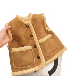 Tongxingyuan Kids Winter Vest Khaki Fleece Lined Solid Color Outerwear For Girls And Boys - Product Image 5