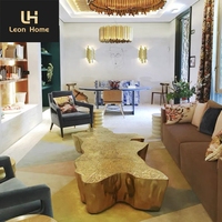 Table basse de luxe unique Eden en acier inoxydable doré, design tronc d'arbre