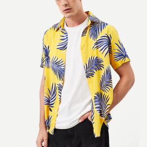 Camisas Casuales de Verano de Manga Corta para Hombre, Personalizadas, con Estampado Floral de Palmeras, Sublimadas, de Poliéster/Algodón, Transpirables y Cómodas - Product Image 6