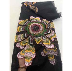 Rollo de Encaje con Cuentas, Tela Floral 3D con Cuentas, Encaje de Lujo para Bodas, Tela de Encaje con Cuentas de Lujo, Cristal y Pedrería - Product Image 5