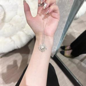 S925 Solid Silver Single Core Heart-Shaped <b>Diamond</b> <b>Pendant</b> Necklace with Clavicle Chain High-End Artificial Pearl <b>Charm</b> - Product Image 4