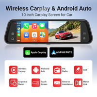 Caméra de tableau de bord 4K 10 pouces avec CarPlay et Android Auto, fonction Mirror Link et vision de recul, pour voiture, DVR, Carlover AI Dashcam