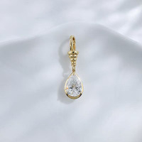 Ciondolo in Oro 18K con Diamante Coltivato in Laboratorio, Semplice ed Elegante, Taglio a Goccia a Tre Griffe, Gioielli Raffinati da Donna, Catene alla Moda, Charm Delicato