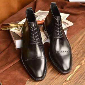 Botas <span class=keywords><strong>de</strong></span> Media Caña con Punta en Pico Estilo Retro para <span class=keywords><strong>Hombre</strong></span>, <span class=keywords><strong>Zapatos</strong></span> <span class=keywords><strong>de</strong></span> Vestir <span class=keywords><strong>de</strong></span> Cuero <span class=keywords><strong>de</strong></span> Grano Completo para <span class=keywords><strong>Hombre</strong></span>, Alta Calidad - Product Image 6