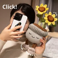 Peluche style plante en pot, mignonne fleur de dessin animé, poupée en peluche avec rembourrage en coton PP pour filles, décoration de bureau douce, cadeau