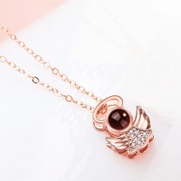 Collar de piedra natal de Ángel chapado en oro de 18K para niñas, niños, mujeres, Zirconia cúbica, Ala de Ángel, piedra natal, colgante de corazón, colgante de boda