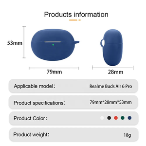 Funda protectora de silicona con llavero para <span class=keywords><strong>Realme</strong></span> <span class=keywords><strong>Buds</strong></span> <span class=keywords><strong>Air</strong></span> 6 <span class=keywords><strong>Pro</strong></span> - Carcasa completa antipérdida para auriculares - Product Image 4