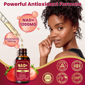 Suplemen Tetes Cair Liposomal NAD+ 1200mg Rasa Stroberi Bebas Gula dengan Resveratrol untuk Kesehatan Kulit (Private Label OEM) - Product Image 3