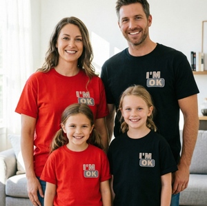 Magliette estive abbinate per la famiglia <span class=keywords><strong>con</strong></span> scritta I'M OK, vestibilità ampia, per uomo, donna e bambino - Product Image 6
