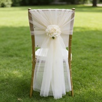 Rubans de chaise en tulle transparent pour mariage, en maille de polyester, pour décoration de dossier de chaise extérieure, rubans de chaise en forme de fleur, couvre-chaise décoratif