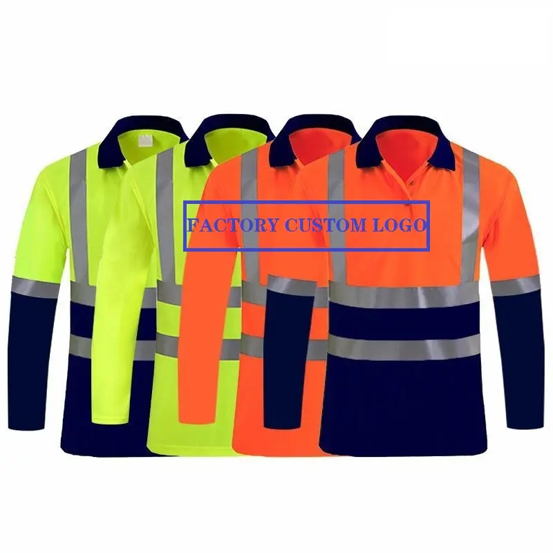 Women And Men Shirts High Visibility Long Sleeves Safety Hi Vis Work Wear Custom Logo Reflect Polo Reflective Shirts