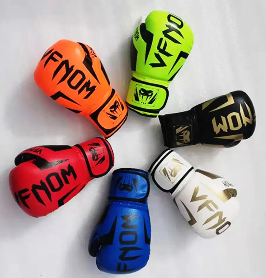 Guantoni da boxe adulti 14oz stampati personalizzati per guanti da allenamento in pelle sintetica per la competizione MMA stampati per l'allenamento di combattimento