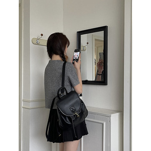 Women's Preppy Style <b>Backpack</b> Black 13 Inches <b>Drawstring</b> Closure Student Everyday Use - Product Image 4