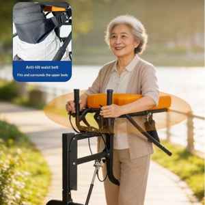 Hydraulic Rehabilitation Gait Trainer <b>Walker</b> with Seat Handbrake Standing Walking Aid for Elderly <b>Disabled</b> - Product Image 1