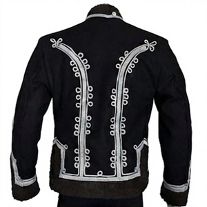 Veste Hussar Noire pour Homme, Style Uniforme en Laine, Col Montant Brodé, Imperméable, Idéale pour Costumes et Spectacles - Product Image 2