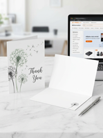 Cartes de remerciement personnalisées en gros, motif floral pissenlit aquarelle avec enveloppe |   Cartes de vœux personnalisées pour les entreprises de mariage