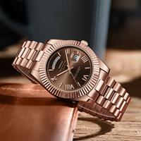 Montre à quartz Nibosi 2628 avec logo personnalisé OEM ODM, jour et date, luxe, acier inoxydable, étanche, montre-bracelet pour homme, directement de l'usine