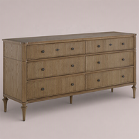 Nouvelle Arrivée Ensemble de Meubles de Chambre à Coucher Moderne de Haute Qualité en Bois de Chêne Massif Commode Large à 6 Tiroirs Coiffeuse en Bois