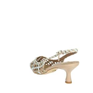 Gold & Gold Women's Slingback Heeled Sandals <b>White</b> Gold GD246 Pointed Toe Low <b>Heel</b> - Product Image 2