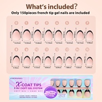 XCOATTIPS Faux Ongles en Gros pour Professionnels – Ultra Amande Noir Nude French – Capsules en Gel Souple X Coat à Coller – Ongles à Presser