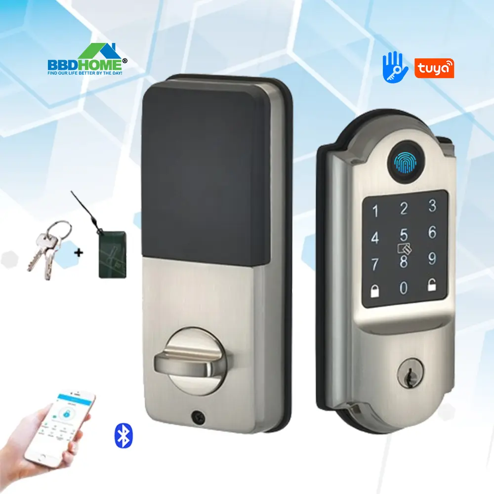 TTLock kode Digital Bluetooth kunci sidik jari untuk pintu depan elektronik selot tunggal tanpa kunci kunci gerendel
