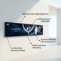 Écran LCD étiré Android ultra-large de 86 pouces à haute luminosité (1000 nits) pour signalétique de terminal aéroportuaire et guide commercial