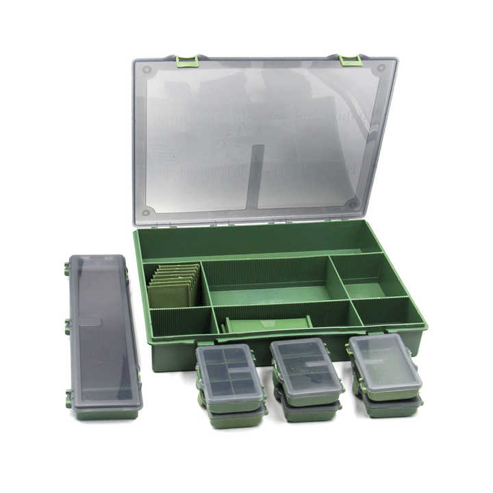 eco friendly tackle box SPRO 3700 Waterproof Discount Tackle pivoting swing trays instead of stacked cantilever trays open with single finger operation and eliminate the need to double the footprint and expand out linked trays in order to access one piece of tackle 2 Pcs Green Tackle Box