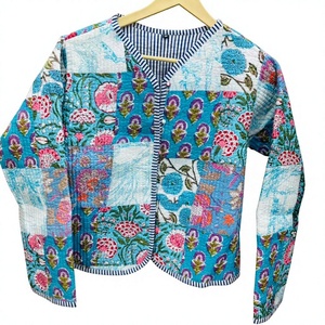 Veste matelassée pour femme en coton de haute qualité, style bohème imprimé à la main, veste matelassée faite à la main, fermeture à boutons, vente en gros - Product Image 1
