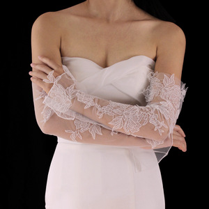 <span class=keywords><strong>Gants</strong></span> de mariée longs en dentelle brodée pour femmes, élé<span class=keywords><strong>gants</strong></span> <span class=keywords><strong>gants</strong></span> de mariage blancs - Product Image 2