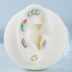 ASTM F136 titane fileté intérieurement corps <span class=keywords><strong>Piercing</strong></span> bijoux lèvre nez <span class=keywords><strong>oreille</strong></span> Labret <span class=keywords><strong>anneau</strong></span> se termine avec Zircon - Product Image 4