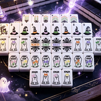 Jeu de Mahjong américain complet, ensemble de 160 tuiles en acrylique durable, noir, livraison rapide, série Halloween Ghost, jeu de société miniature portable