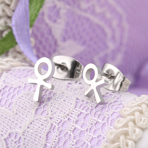 Silver/Gold/Black Plated Delicate Simple Ear Jewelry Stainless Steel Egyptian African Ankh <strong>Cross</strong> Stud <strong>Earrings</strong> for <strong>Men</strong> Women - Product Image 3