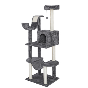 Multi-Level Wood <strong>Cat</strong> Tower Large <strong>Cat</strong> Condo Climbing Frame with <strong>Scratching</strong> <strong>Posts</strong> Indoor Activity Center for <strong>Cats</strong> - Product Image 2