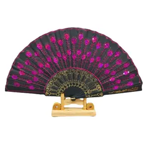 23cm có thể gập lại tay fan hâm mộ tùy chỉnh với gậy nhựa và vải