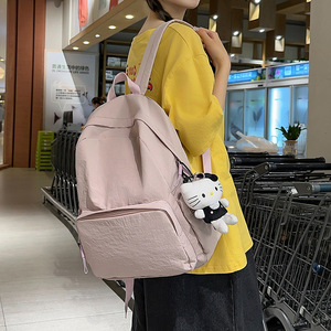 Women's <b>Backpack</b> Yellow Solid Color Water Resistant Everyday Use High Capacity <b>School</b> Travel <b>Backpack</b> - Product Image 2