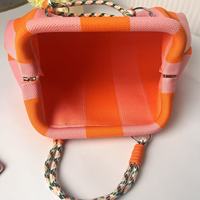 Sac à main en polyester tricoté à rayures avec logo personnalisé, pochette polyvalente pour le quotidien, blocs de couleur, sac à main ouvert pour femme, idéal pour le travail et le shopping