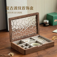 Kotak Penyimpanan Perhiasan Emas Anti Debu dari Kayu Solid untuk Kalung Gelang Cincin Model AY001C3 Buatan China