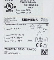 Relais de protection numérique contre les surintensités 7SJ80211EB901FA0DD 7SJ8021-1EB90-1FA0/DD