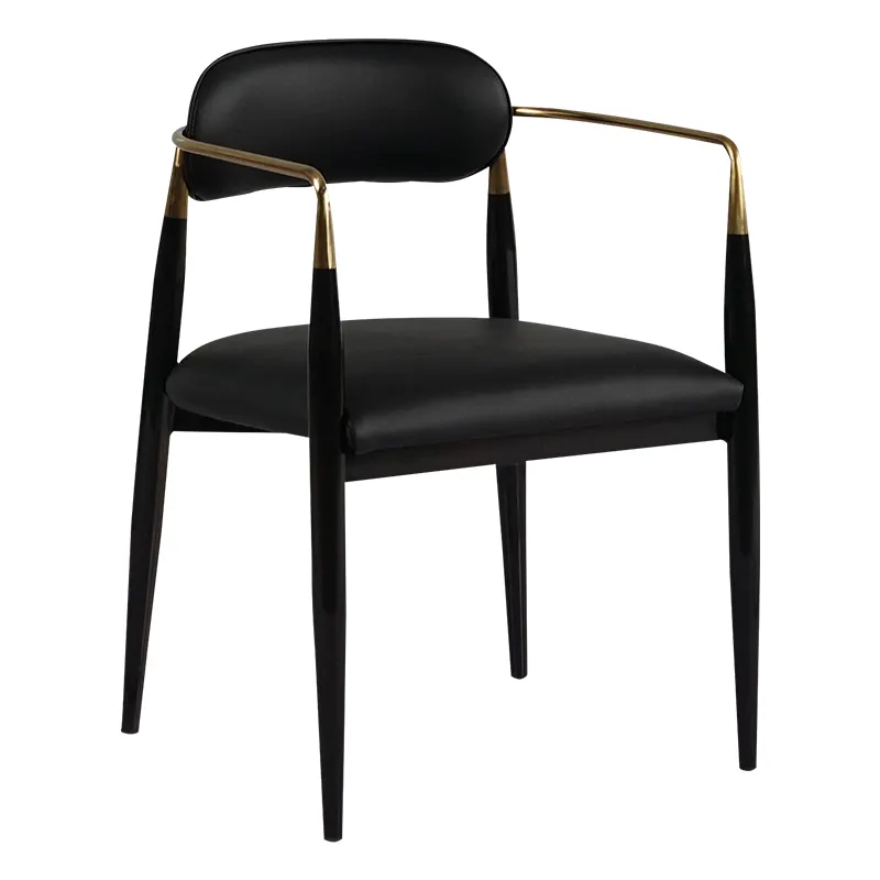 Suporte de aço inoxidável moderno projeto de couro restaurante jantando a cadeira cadeira de mobiliário doméstico preto