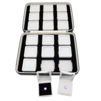 Ensemble de boîtes de rangement pour pierres précieuses en gros avec 18 compartiments en plastique et fermeture éclair, support blanc en plastique pour pierres en vrac